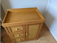 Pine baby changing table with storage