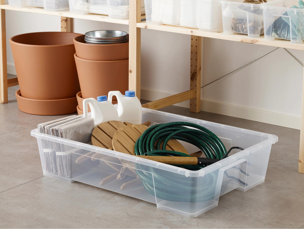 Ikea SAMLA Clear Under Bed Storage Boxes (x2) With Matching Lids in