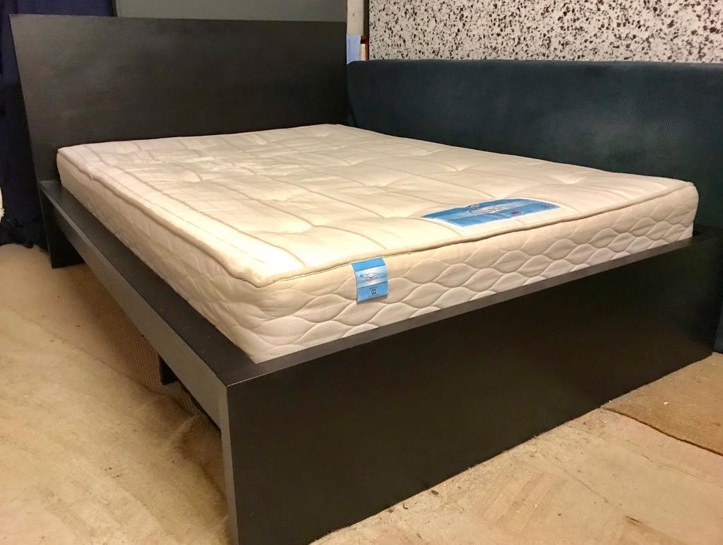 Ikea Malm Double Bed Including Sealy Regal Backcare Mattress In