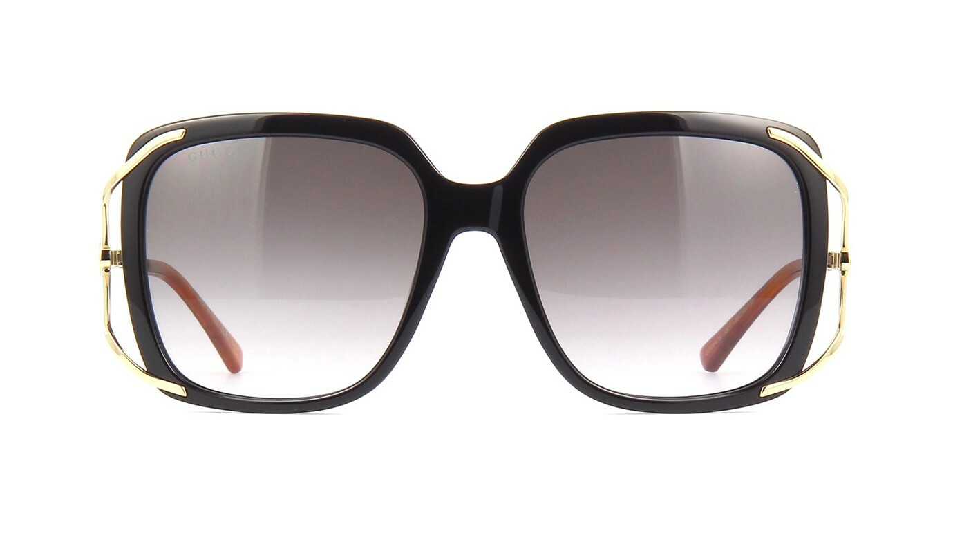Pre-owned Gucci Gg0647s Black Gold/grey Shaded (001 A) Sunglasses In Gray