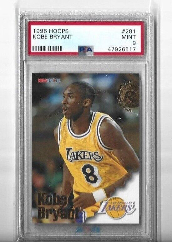 1996 SkyBox NBA Hoops #281 Kobe Bryant Rookie Card RC PSA 9 MINT Lakers HOF. rookie card picture
