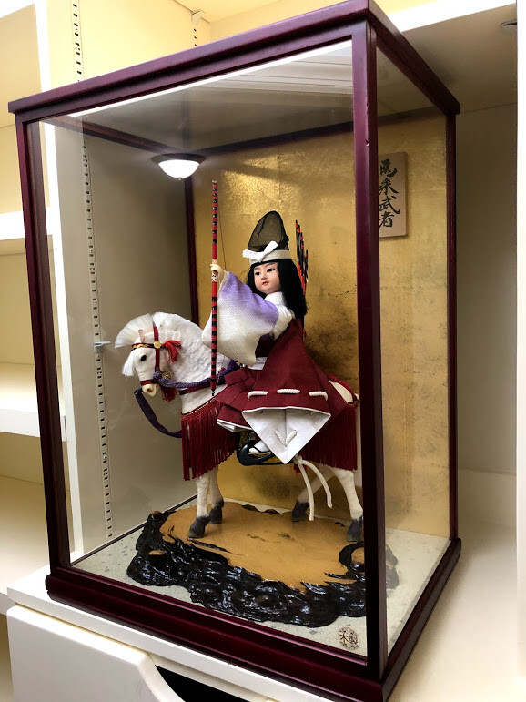 Antique Japanese Samurai Warrior on Horseback Doll & Case