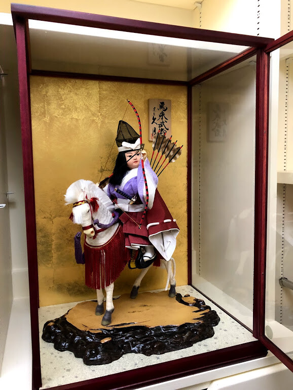 Antique Japanese Samurai Warrior on Horseback Doll & Case