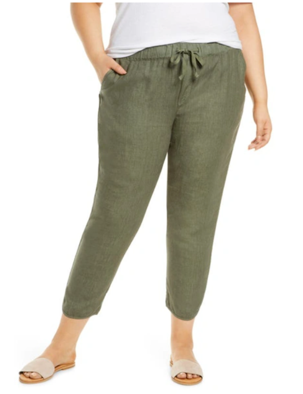 

CASLON Зеленые спортивные брюки из 100% льна, 1 легкие прорезные карманы Nordstrom, Зеленый