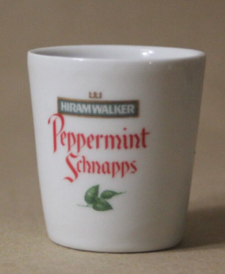 Hiram Walker Peppermint Schnapps White Ceramic Shot Glass Cup