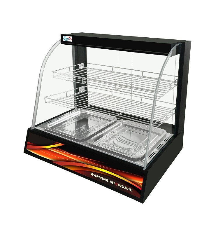 Counter Top Heated Pie Display Curved Glass Hot Food Warmer
