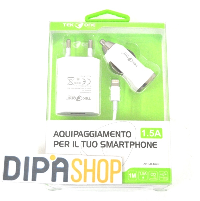 Kit 3in1 TeKone J6-C3-C Adattatore Auto Rete Cavo Usb Iphone 5 5s 6 6s 5c hsb