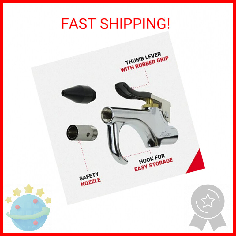 Milton (S-148) 1/4" NPT Lever Blow Gun - Rubber and Safety Tip Nozzles