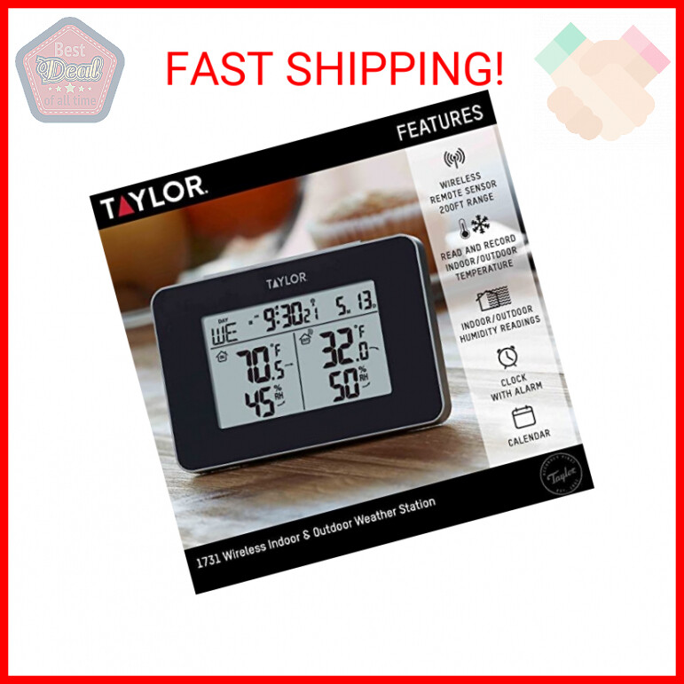 Taylor Precision Products Wireless Digital Indoor Outdoor Weather Station, Black
