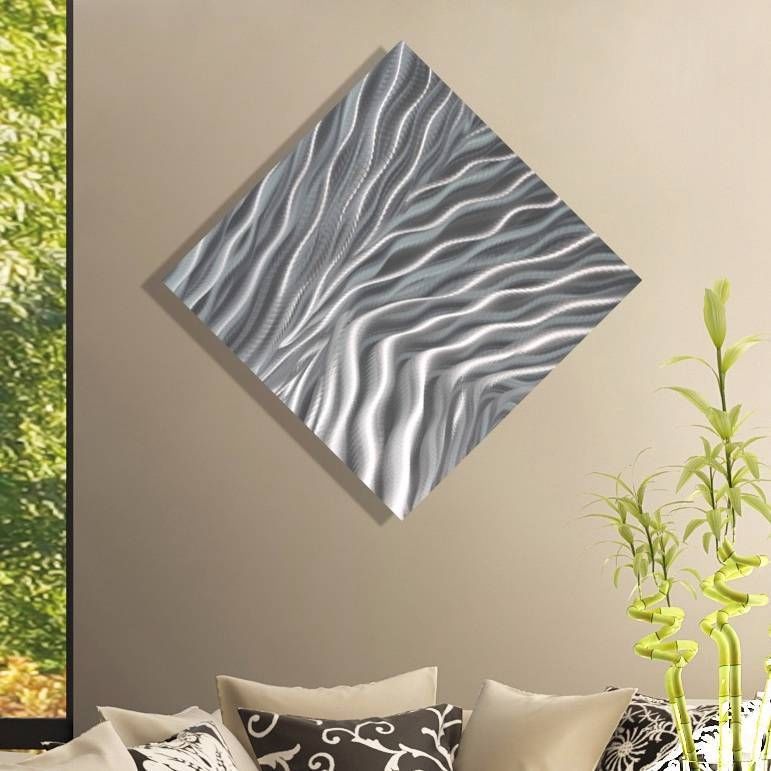 COOL ACCENT! Modern Silver Square Wall Art Decor Easy to Hang Metal