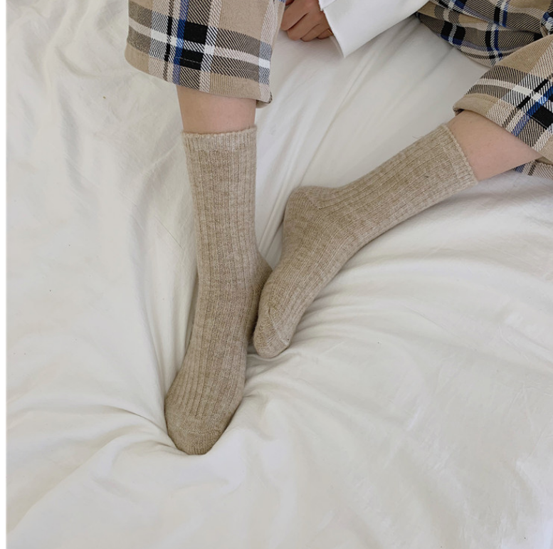 5Pack Wool Crew Knit Cozy Design Thick Casual Classic Color Warm Women Socks 5-9