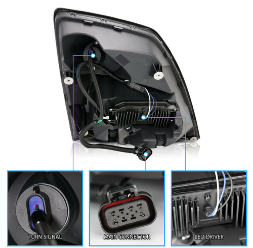 For Volvo VNL VNM 2004-18 Black 6000K LED Left & Right Side Headlights HeadLamps