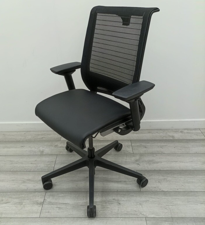 Reupholstered Steelcase Think Mesh Office Chair + Coat Hanger, Lumbar