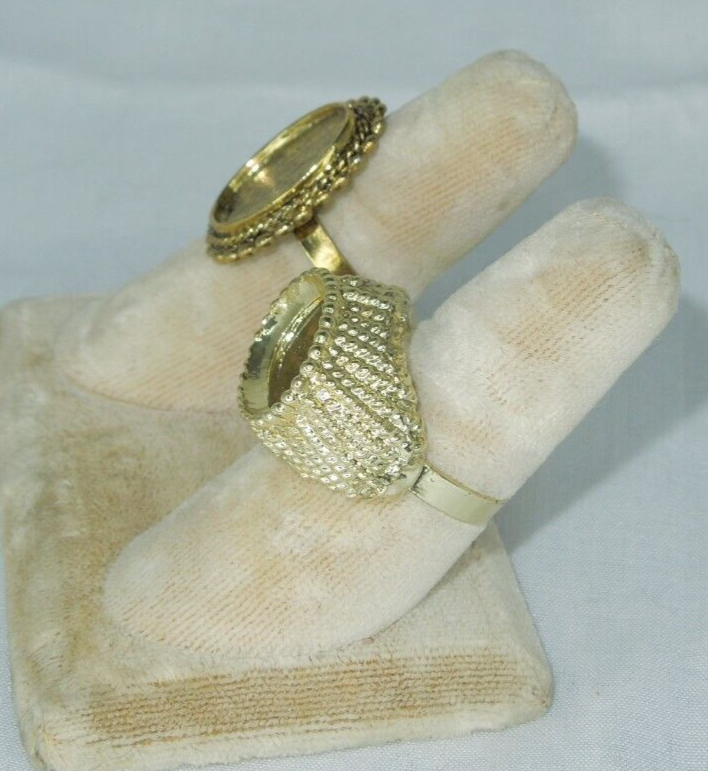 2 Ring Blanks Settings Cabochon Adjustable Antique gold & Silver Plated Brass86V