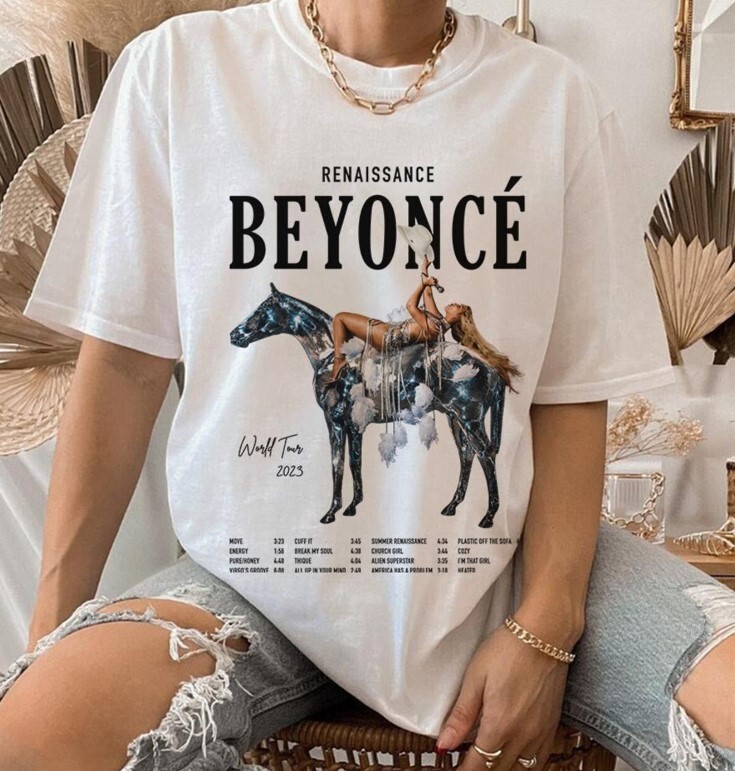 2023 Beyonce Renaissance Tour T Shirt White Short Sleeve