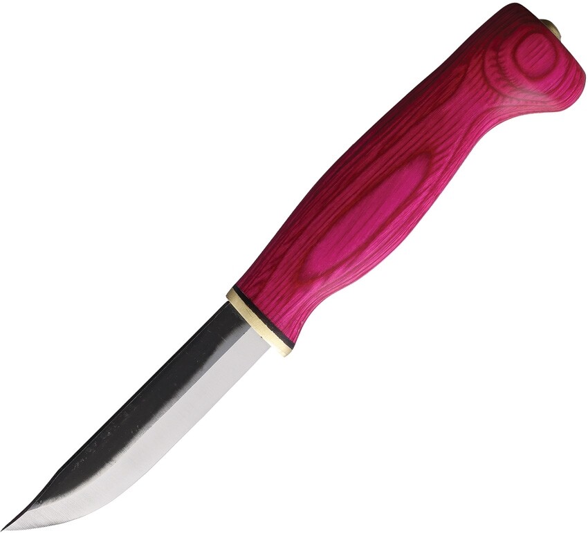 Wood Jewel Fixed Knife 3.25" Carbon Steel Blade Pink Plywood Handle w/Sheath