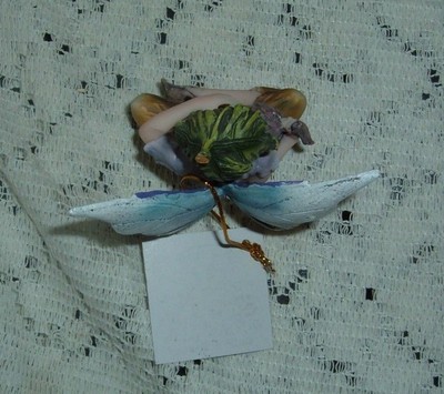 BLUE PURPLE PETITE MALE  FAIRY SITTING WITH ACORN 11937 2 1/2