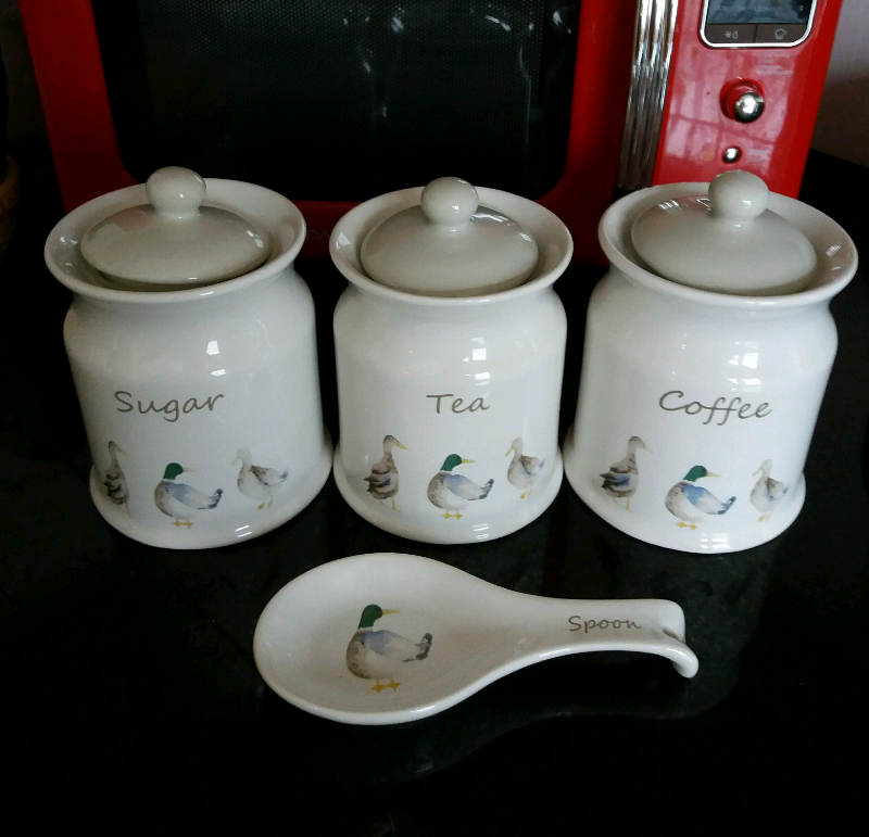 Tea/coffee/sugar canisters with spoon holder | in Great ...