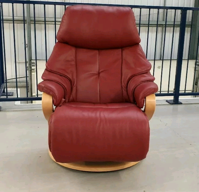 Himolla Stressless Red Leather recliner chair Rhine Cumuly 2611191 in