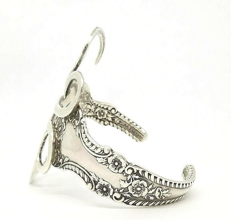 Vintage Sterling Silver Fork Cuff Signed 37.73 grams Spoon Bracelet