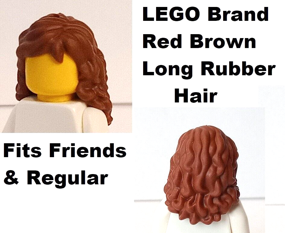 LEGO Friends Minidoll Long Curly Red Brown Hair Wavy Bangs Bow