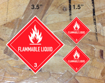 3.5'' FLAMMABLE LIQUID #3 Decal Hazard Sticker Warning DOT Auto Man Cave 3 FOR 1