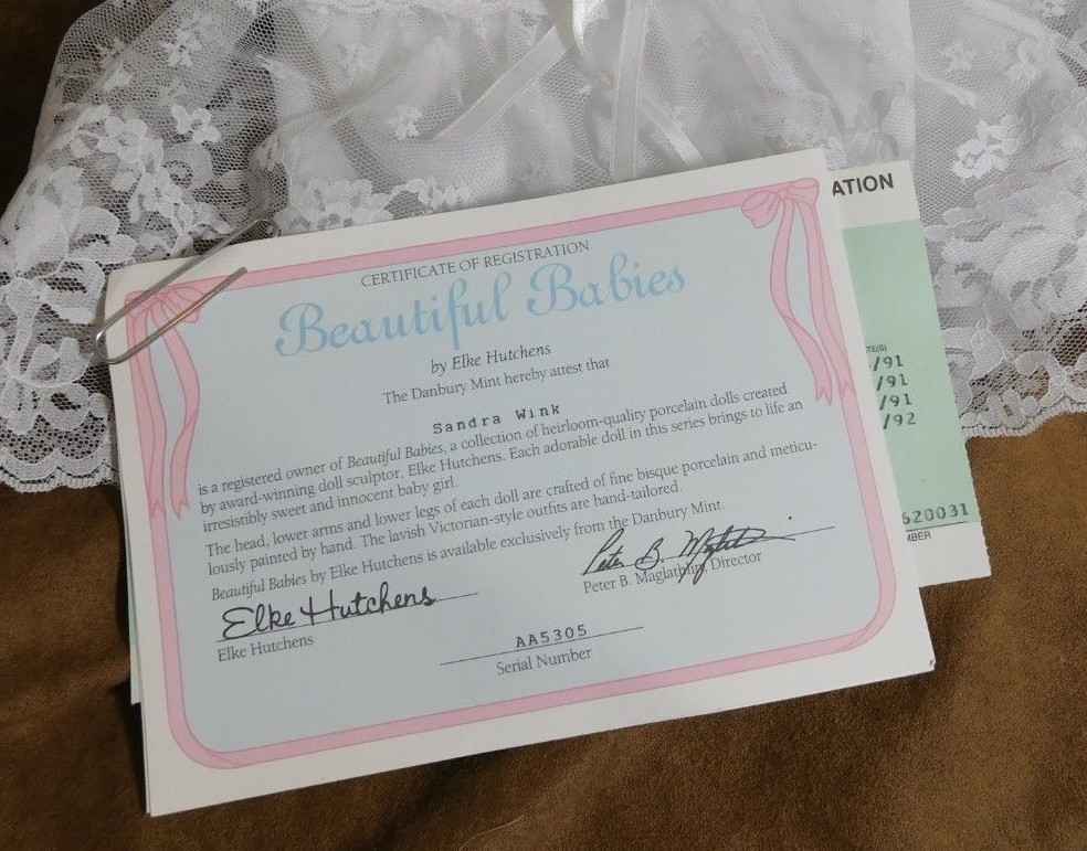 Danbury Mint Fine Bisque Porcelain EMILY by Elke Hutchens Numbered Doll