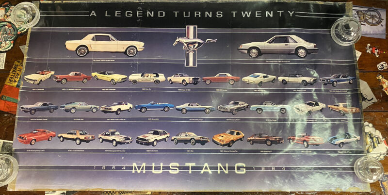 1984 Ford Mustang Poster A Legend Turns 20 1964-1984 Measures 47x 26.5" Foxbody