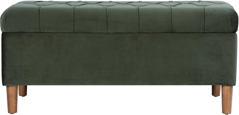 Home Decor | Tufted Ainsley Button Storage Ottoman Bench with Hinged Lid | Ottom