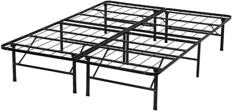 , Foldable Metal Platform Bed Frame Mattress Foundation Box Spring Heav