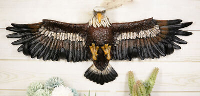 Patriotic American Majestic Bald Eagle With Open Wings Wall Decor Plaque 23''L