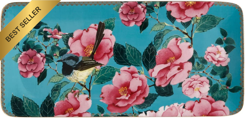 Teas & C'S Silk Road Rectangle Platter 33X15.5Cm Aqua Gift Boxed