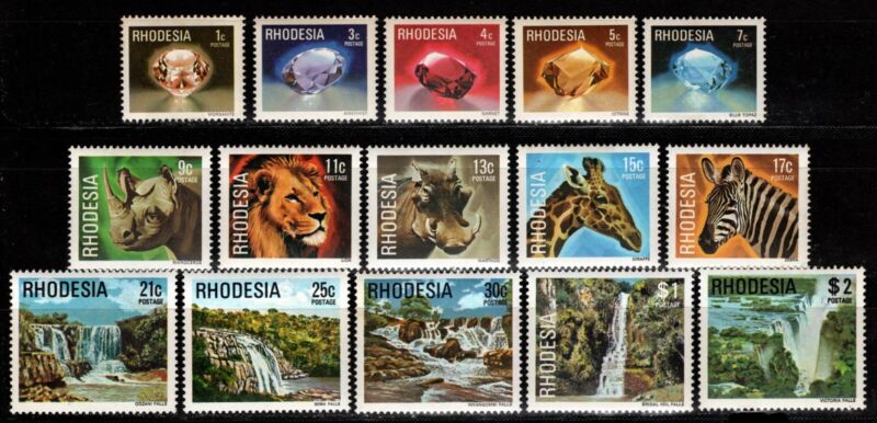 Rhodesia - 1978 -Gems, Wildlife & Waterfalls Complete Set of 15 # 393 - # 407 NH