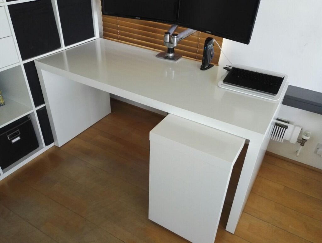 White IKEA MALM desk with pull out panel | in Chelsea ...