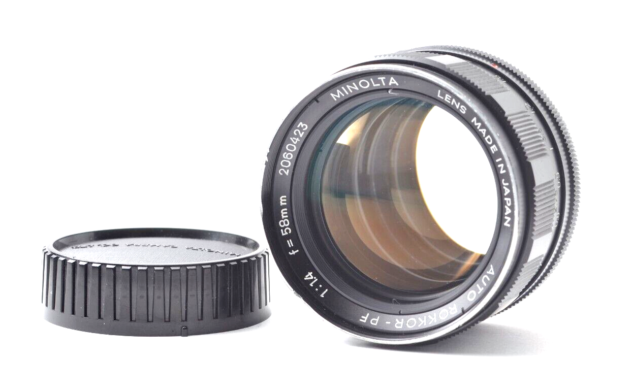 【美品】MINOLTA AUTO ROKKOR-PF 58mm f1.4 後期型 Near MINT] Minolta Auto Rokkor-PF 58mm F/1.4 Film Camera MF