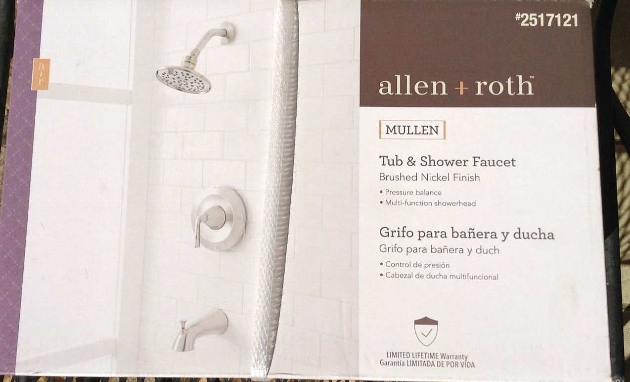 Allen + Roth Tub & Shower Faucet Brushed Nickel Finish #2517121 Mullen