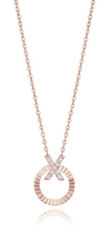 StoneHenge XOXO Necklace U0077 14K Rose Gold Cubic Zirconia