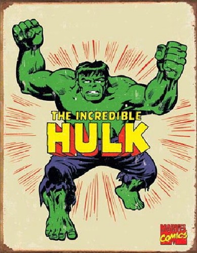 The Incredible Hulk Retro Comic Art Vintage Weathered Tin
