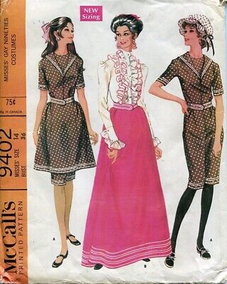 Vintage McCall's Pattern 9402 Gay 90s Bathing & Day Costumes, Sz 14, Bust 36