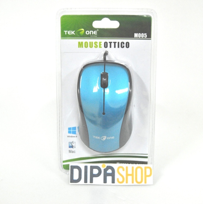Mouse Ottico TeKone M005 Con Filo Usb 3.0 Ergonomico Blu Pc Notebook hsb