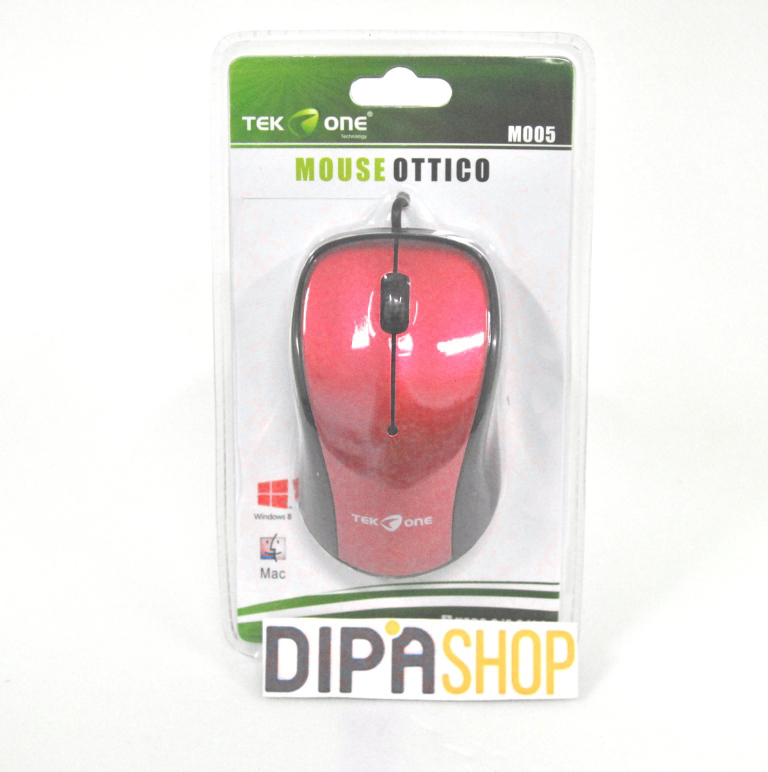 Mouse Ottico TeKone M005 Con Filo Usb 3.0 Ergonomico Rosso Pc Notebook hsb
