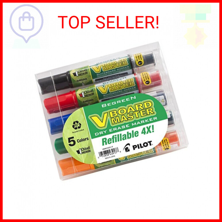 PILOT V Board Master Refillable Dry-Erase Markers, Medium Ch