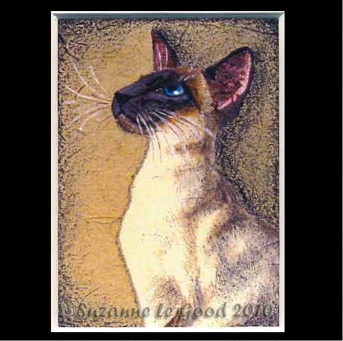 Siamese Cat art ACEO mounted print from original painting by Suzanne Le Good