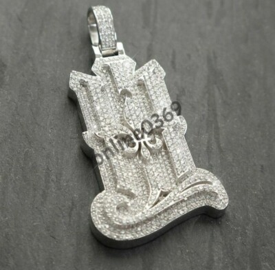 2.5ct Tester Pass Moissanite Men's Customization Letter Pendant Silver FREE GIFT