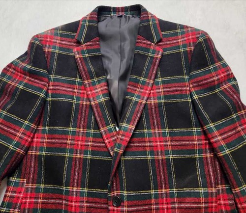 Pre-owned J.crew Factory Mens J Crew Factory Wool-blend Thompson Blazer In Stewart Tartan Plaid In Black