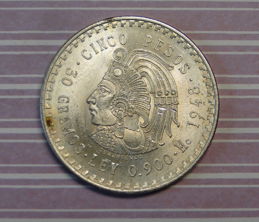 (Silver.900)メキシコ5ペソ銀貨 MEXICO - 1948 5 CINCO PESOS .900 SILVER | eBay