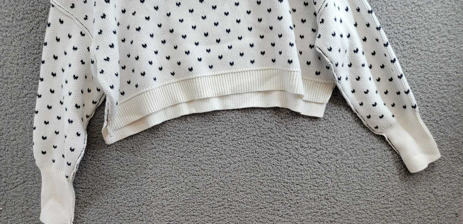 Free People Heart Easy Street Crop Sweater Women's L Black Long Sleeve Pullover - Picture 4 of 16