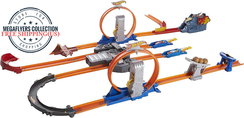 Hot Wheels - Total Turbo Takeover Track Builder Set Motorized Playset with Loops