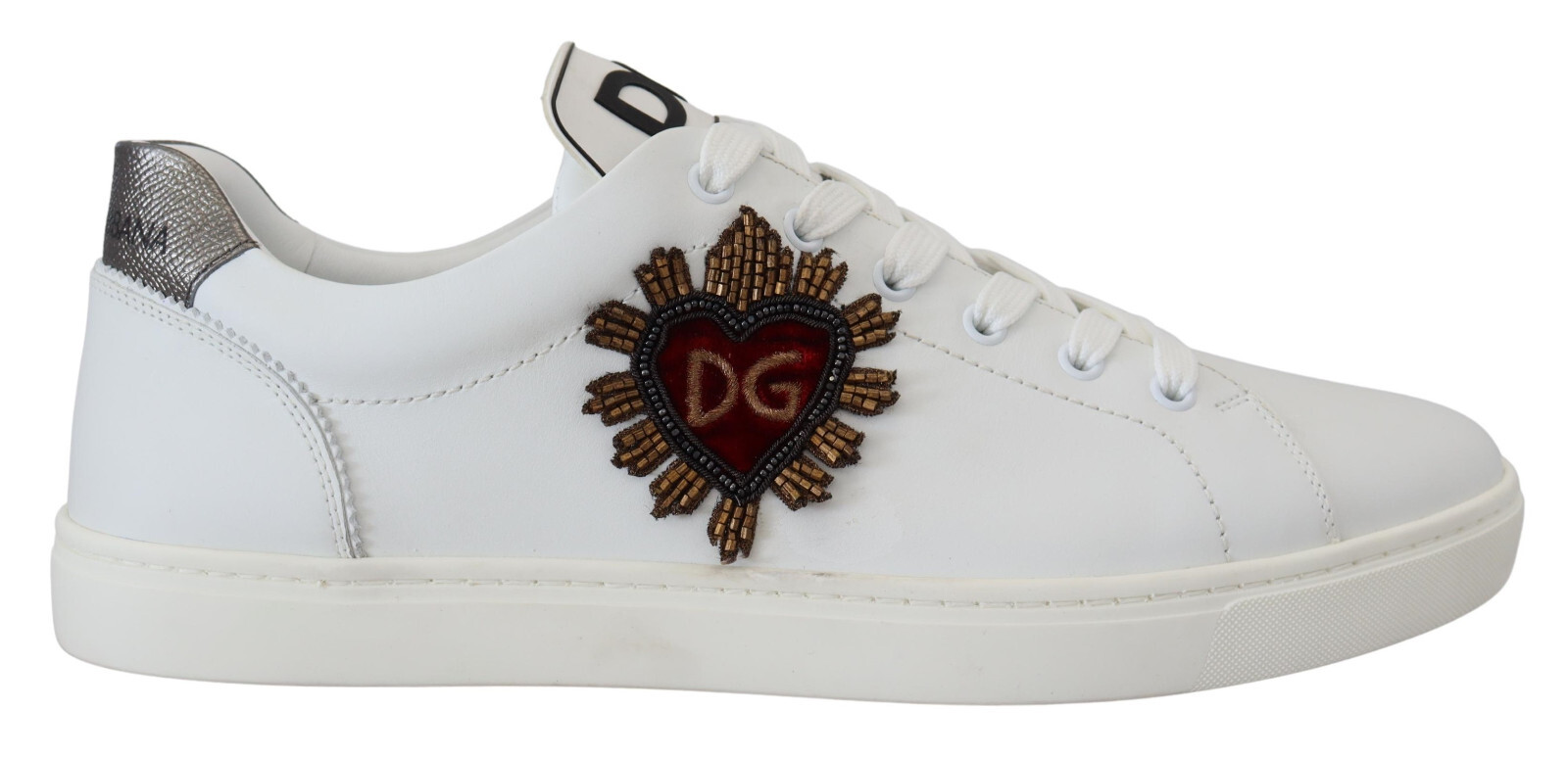 

DOLCE - GABBANA Обувь Белые кожаные низкие кеды с сердечками Мужские повседневные кроссовки EU45/US12, Белый