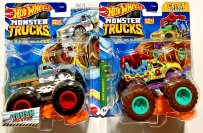Hot Wheels ~Monster Trucks~ CRUSH DELIVERY ~ Lot Of 2 ~2023/2024~SHARK+APE~New